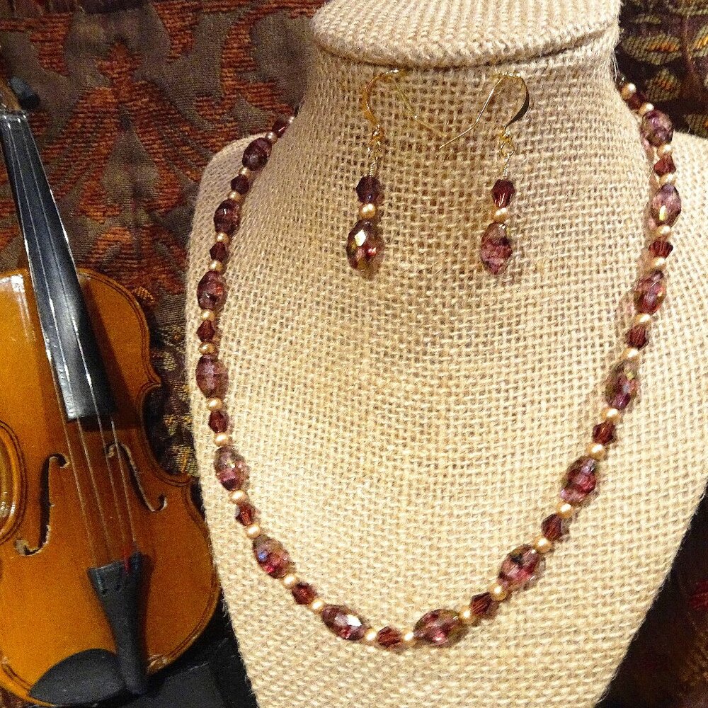 Petite handmade Mediterranean necklace/earring set in two stylish colors